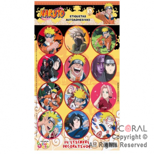 NARUTO STICKERS AUTOADHESIVOS X 24 UNIDADES